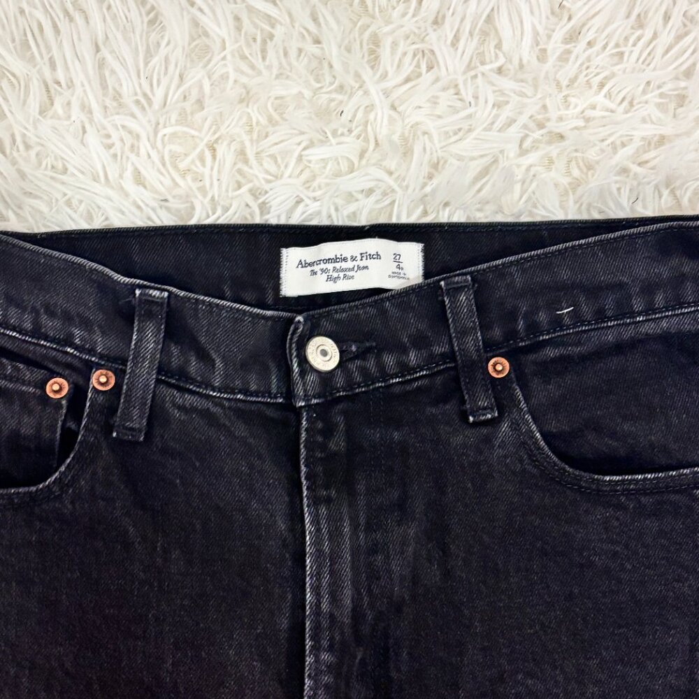 Abercrombie & Fitch 90s Relaxed High Rise Jeans 27 Black Wide Leg - Picture 2 of 3
